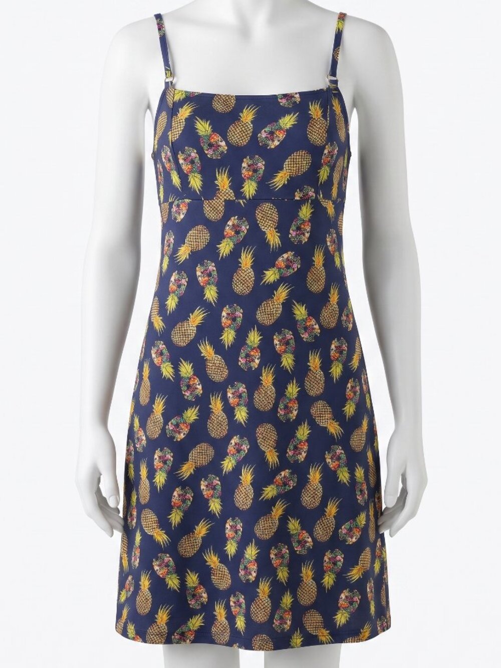 Tropical Pineapple Print Mini Dress